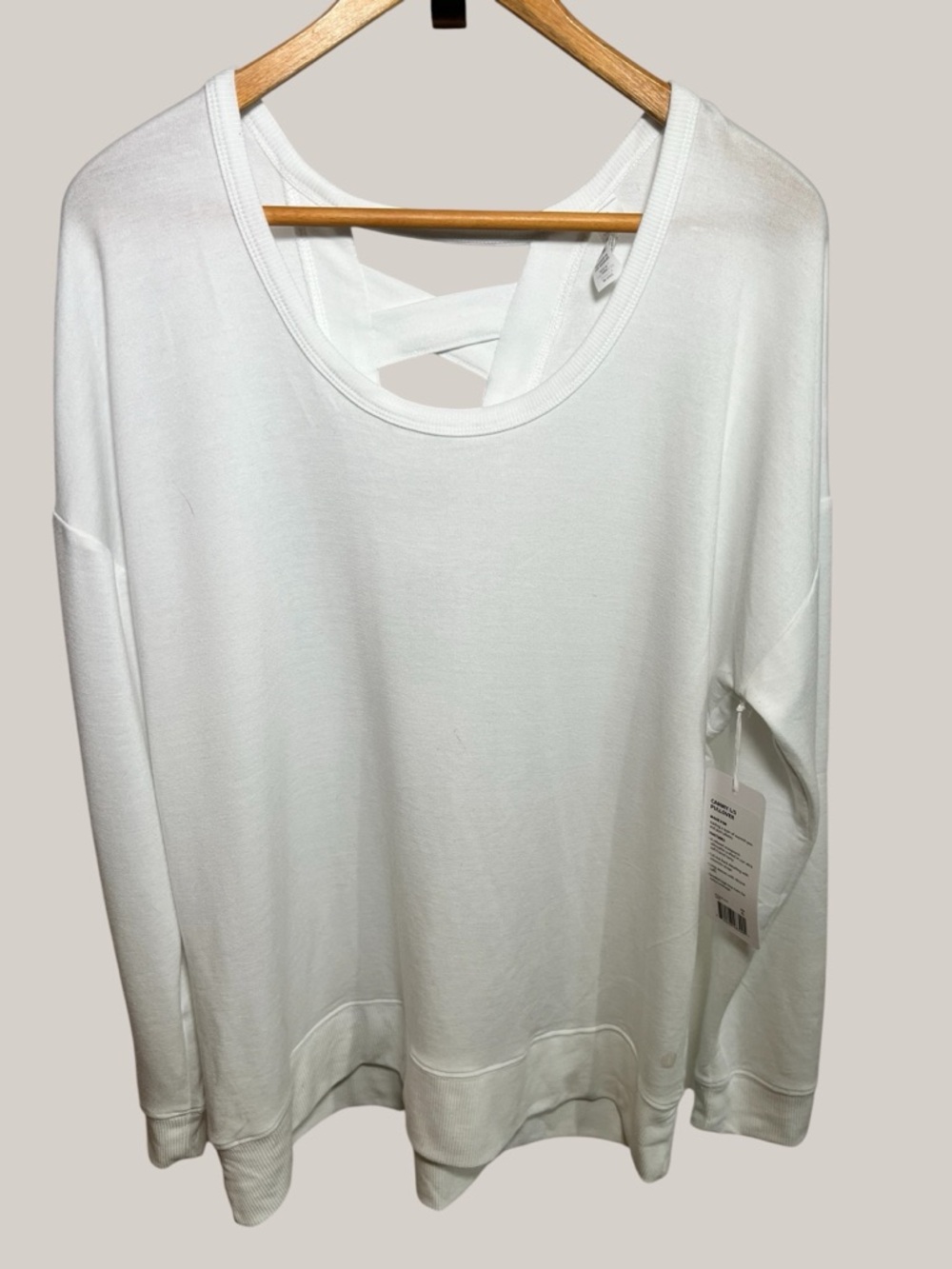 NWT Balance Collection White Crisscross Back Pullover Shirt Sz. Large